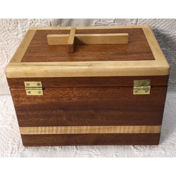 Handmade Wood Cremation Urn Study Made In USA Solid Wood Brass Hardware Adult - Picture 5 of 10